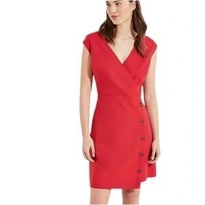 Loft Chic Red Button-Accent Sleeveless Mini Dress Size 2